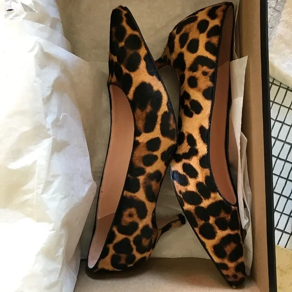 Jcrew NWT NWB Leopard Print calf hair  kitten Heels pump - Picture 7 of 8